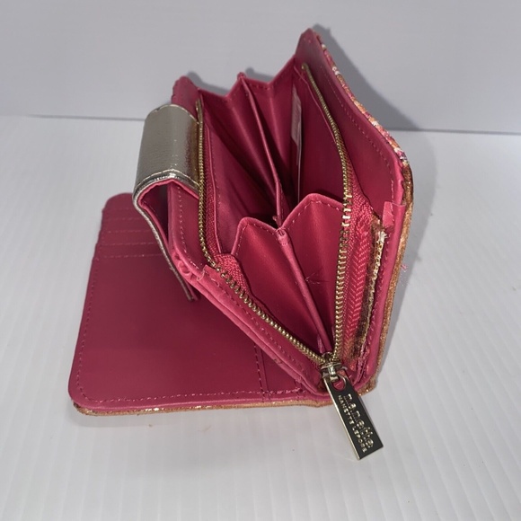 Nanette Lepore Stripe Wallet 6" Gold & Pink & Orange & White- - Picture 6 of 8